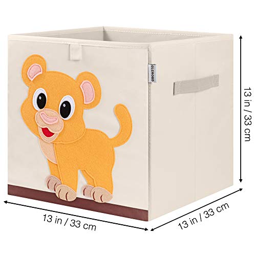 Foldable Animal Cube Storage Bins Fabric Toy Box/Chest/Organizer for Kids Nursery, 13 inch (Baby Lion) - color: Baby Lion