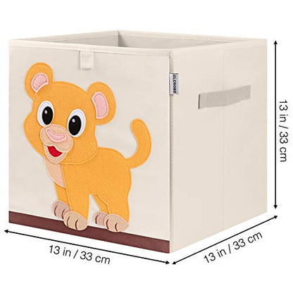 Foldable Animal Cube Storage Bins Fabric Toy Box/Chest/Organizer for Kids Nursery, 13 inch (Baby Lion) - color: Baby Lion