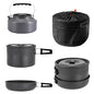 aiGear 3pcs Camping Cooking Set for 1-2 People, Lightweight Foldable Pot Pan Kettle with Storage Bag, Backpacking Cooking Set for Hiking Picnic Camping - color: Black