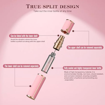 kuangre 10ml Atomizer Perfume Spray Bottle, Empty Cologne Dispenser, Portable Sprayer Travel Essentials for Many Scenes Gifts. - color: Pink-10ml