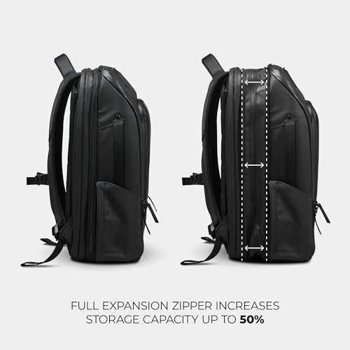 NOMATIC 20L Travel Pack - Mens Travel Backpack - Expandable to 30L - Water Resistant Daypack - TSA-Ready - Lightweight Business Traveling Backpack for Men - 16" Laptop Compartment - color: Black, size: 20L