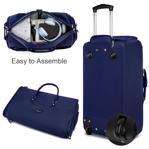 Modoker Rolling Garment Bags, 25in Large Garment Duffle Bag with Wheels, 3 in 1 Garment Suit Luggage Bag, Not Standard Carry-On Size for Women Men Business Travel Weekender, Blue - color: 25in-Blue