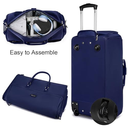 Modoker Rolling Garment Bags, 25in Large Garment Duffle Bag with Wheels, 3 in 1 Garment Suit Luggage Bag, Not Standard Carry-On Size for Women Men Business Travel Weekender, Blue - color: 25in-Blue