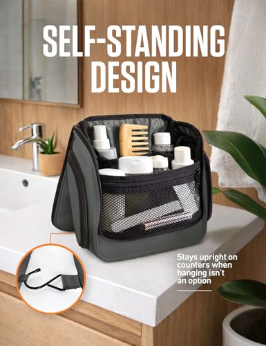 VENTURE 4TH Hanging Travel Toiletry Bag for Women & Men – Large Toiletry Organizer with 18 Compartments, Removable TSA Pouch, Travel Wash Bag for Toiletries, Makeup & Shaving Kit (Shadow Gray) - color: Shadow Gray