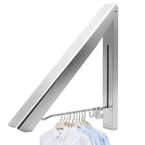 IN VACUUM Drying Racks for Laundry Foldable, Retractable Clothes Folding Indoor, Aluminium, Home Storage Organizer Wall Hanger for Clothes (1 Racks, Silver) - color: 1 Rack Sliver