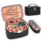 Montana West X Wrangler Travel Makeup Bag 2pcs Set Large Cosmetic Bag with Makeup Brush Holder Portable Make Up Organizer Cute Toiletry Bag with Divider and Handle for Women Black - color: Black