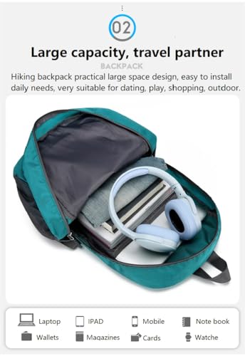 Ultra Lightweight-Packable-Hiking-Backpack Foldable Travel Camping Daypack Casual Outdoor Water-resistant 25L Backpacks (Lake Blue) - color: Lake Blue