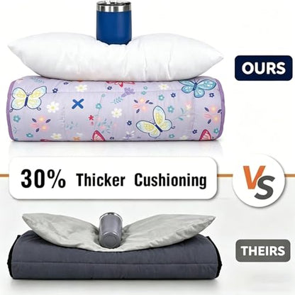 Primlect Toddler Nap Mat Extra Large Thickened 55''x35'', Soft Sleeping Bag with Detachable Minky Blanket and Pillow, Portable for Daycare, Preschool, Kindergarten, Travel, Boys and Girls - color: Purple Butterfly