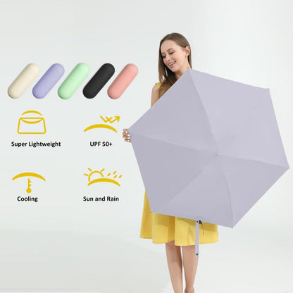 BAODINI Travel Essentials Mini Umbrella for Purse With Case Small Compact UV Sun Protection Lightweight Tiny Pocket Manual Open Close Umbrella for Women Kids and Men Fits Purse Backpack - color: B-2 Pack Purple
