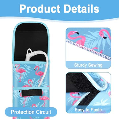 Shappy 2 Pcs Heat Resistant Hair Tools Bag Curling Iron Travel Case Cover Neoprene Flat Iron Holder Travel Case and Silicone Mat Pouch for Hot Hair Tools Storage Organizer(Flamingo Style) - style: Flamingo Style