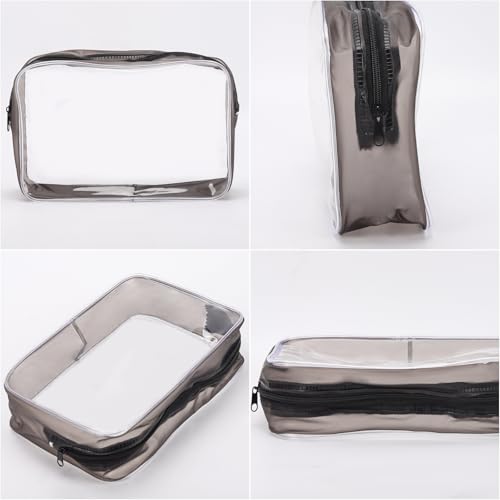 Tbestmax 10 Pcs Clear Cosmetic Bags Makeup Bags Portable Waterproof Travel Toiletry Bags Medium Organizer Matte Black, 7.5"x 4.8"x 2.3" - color: Medium - Matte Black