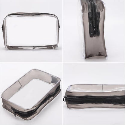 Tbestmax 10 Pcs Clear Cosmetic Bags Makeup Bags Portable Waterproof Travel Toiletry Bags Medium Organizer Matte Black, 7.5"x 4.8"x 2.3" - color: Medium - Matte Black