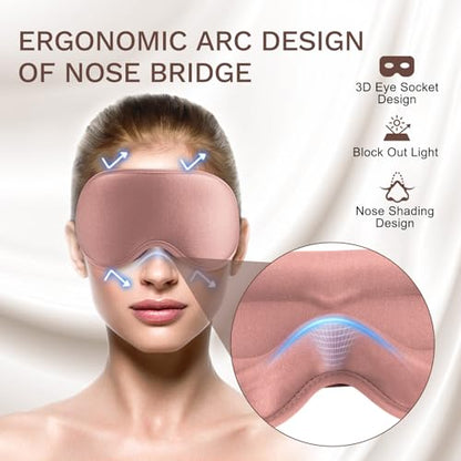 FlyCoco 99% Fully Block Out Light Eye Sleep Mask, 3D Deep Contoured Eyes Cover Zero Pressure, Long Lash Extension Eyes Mask with Adjustable Straps for Sleeping Travel Home Nap Rest Women Men (Rose) - color: Rose