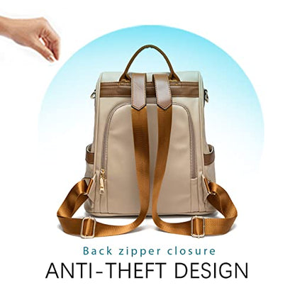 CHERUTY Women Backpack Purse PU Leather Anti-theft Casual Shoulder Bag Fashion Ladies Satchel Bags - color: 1-9 Beige Brown, size: Medium