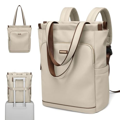 GOLF SUPAGS Convertible Laptop Backpack for Women Casual Daypack Notebook Tote Bag for Work College Travel Leisure (Apricot) - color: Apricot