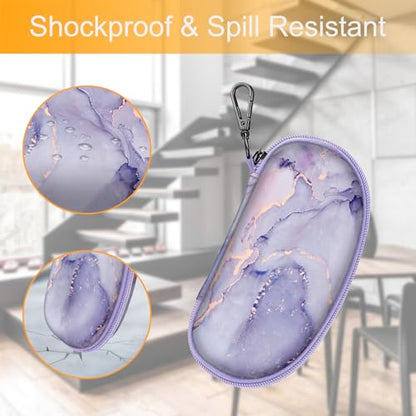 Fintie Sunglasses Case with Carabiner, Hard Shell Shockproof Sport Glasses Cases Travel Zipper Eyeglasses Holder, Lilac Marble - color: Lilac Marble