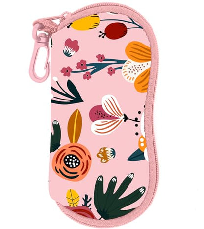 Sunglasses Case Soft Glasses Cases for Women Pouch Eyeglass Bag Eye Glass Kids Girls Sun Glasses Cute Kawaii - color: Pink Flower