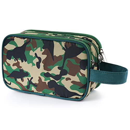 Kids Toiletry Bag for Boys, Travel Toiletry Bag for Little Young Boys Waterproof Hanging Wash Bag Toddler Traveling Toiletries, Dinosaur Camo - color: Dinosaur Camo
