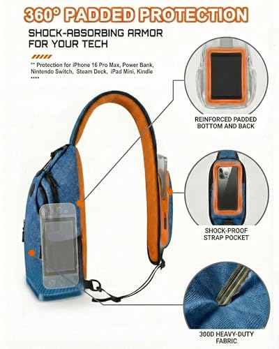 Sling Backpack for Women & Men, Crossbody Travel Bag with Water Bottle Holders, 17 Pockets, Quick-Access Phone Pocket, Hidden Security Pocket, Fits 11" Tablet, for Daily Carry, Travel, Theme Parks - color: I-midnight