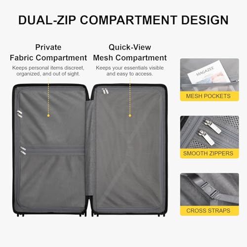 LEVEL8 Trunk Luggages, 28 Inch Luggage with Spinner Wheels, Luminous Textured Checked Large Hard Shell Lightweight with Tsa Lock, Navy - color: Navy, size: Trunk 28 Inch