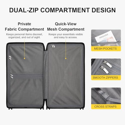 LEVEL8 Trunk Luggages, 28 Inch Luggage with Spinner Wheels, Luminous Textured Checked Large Hard Shell Lightweight with Tsa Lock, Navy - color: Navy, size: Trunk 28 Inch