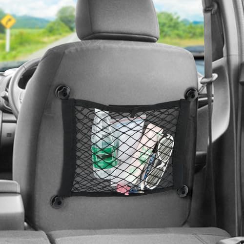 2pcs Universal Small Cargo Net, Elastic Car Organizer Net Pocket RV Netting Pouch Bag, for Trunk RV Boat Storage Mesh Pocket Nets Home Auto Cargo Nets Pockets with Screws(Color:Black)