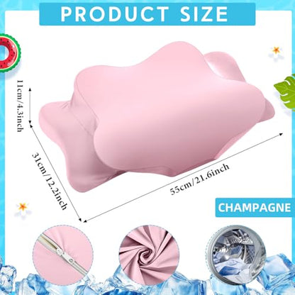 Hahafelt Cooling Cervical Neck Pillowcase Cover (Only Pillow Case) Ergonomic Pillowcase with Zipper Breathable Contour Pillow Cover for Side Back Stomach Sleepers(Pink,Standard Size) - color: Pink, size: Standard