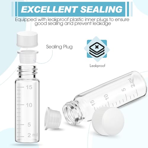 Baderke 4 Pcs Liquid Medicine Travel Container Scale Glass Liquid Containers Small Single Dose Medicine Bottles Dispenser and Leak-proof Plug Travel Essentials Accessories(Clear,15ml) - color: Clear, size: 15ml