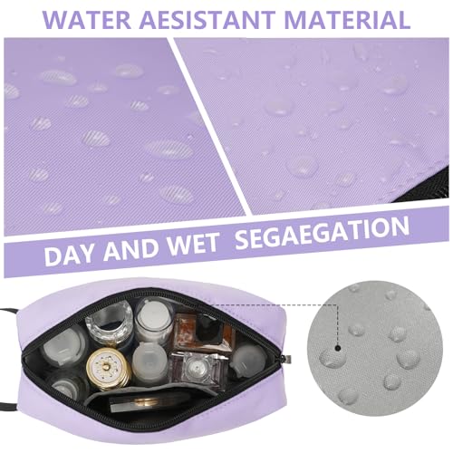 Travel Hanging Toiletry Bag with Carry Handle - Water-Resistant Small Cosmetic Organizer for Men & Women, Makeup, Shaving Kit, Gym & Travel Essentials (Lavender) - color: Lavender