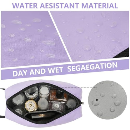 Travel Hanging Toiletry Bag with Carry Handle - Water-Resistant Small Cosmetic Organizer for Men & Women, Makeup, Shaving Kit, Gym & Travel Essentials (Lavender) - color: Lavender
