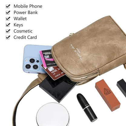 Haytijoe Small Anti Theft Crossbody Bag for Women Faux Leather Lightweight Sling Bags RFID Blocking Fanny Pack for Travel - color: Khaki