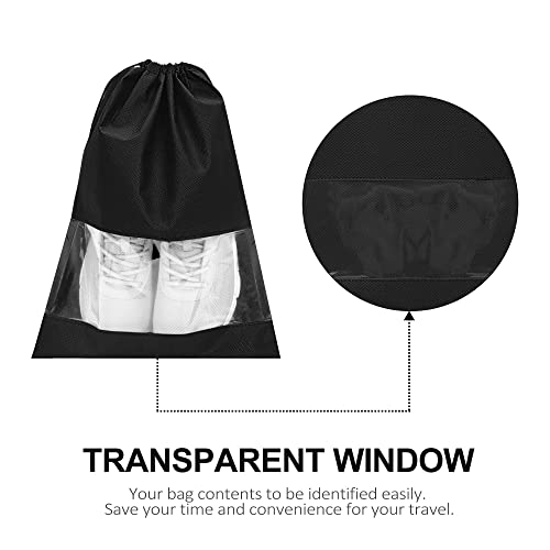 YAMIU 12PCS Shoe Bags for Travel - Large Dustproof Drawstring Shoes Pouch Packing Organizers for Men & Women, Black - style: 12 Pack - Black