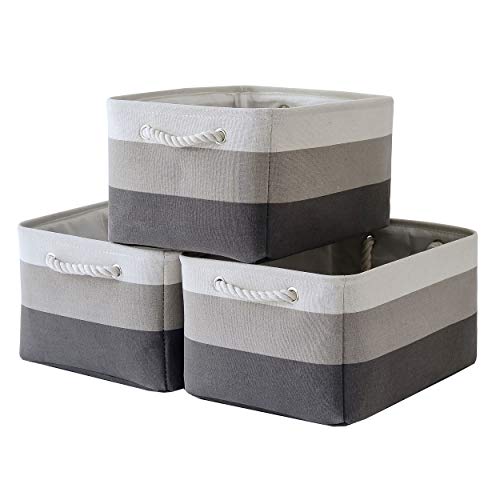 Large Storage Baskets for Shelves, Fabric Baskets for Organizing, Collapsible Storage Bins for Closet, Nursery, Clothes, Toys, Home & Office [3-Pack, Gray Gradient] - color: Gray Gradient, size: Large (Pack of 3)