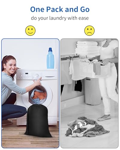 OTraki Small Laundry Bag 16x20 Inch Laundry Sack Bag with Drawstring Closure 2 Pack Laundry Wash Bag Dirty Clothes Organizer Machine Washable for Camp Drying Do Not Exceed 176℉ Black - size: 16x20 inch