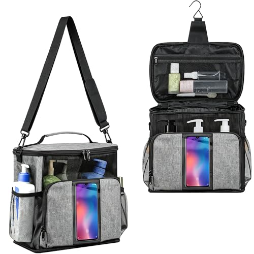 TOPMELON Portable Shower Caddy, Large Capacity Shower Tote Bag for Travel, College Dorm Room Essentials for Girls & Guys, Quick Drying Hanging Bathroom Caddy for Gym (Dark Gray) - color: Dark Gray