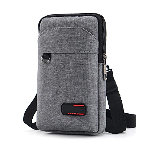 Travel Cell Phone Pouch Belt Pouch, Phone Holster Crossbody Bag with Shoulder Strap for iPhone Case Holder for Hand with Neck Lanyard Smartphone Walking Passport Wallet | with Shoulder Strap - color: Single Layer Light Grey