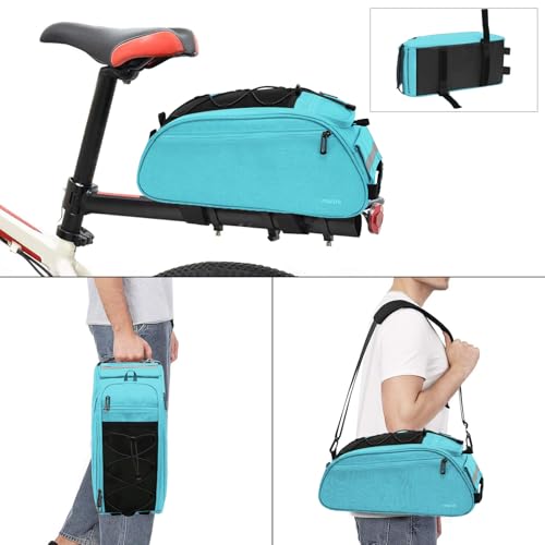 MOSISO Bike Rack Bag, Waterproof Bicycle Trunk Pannier Rear Seat Pouch Cycling Bike Carrier Backseat Storage Luggage Saddle Shoulder Bag - color: Sky Blue
