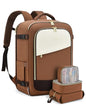 LOVEVOOK Travel Backpack for Women, 40L Carry On Backpack Flight Approved, Large Personal Item Bag Fits 17 inch Laptop, TSA Approved Luggage with 3 Packing Cubes,Waterproof Weekender Gym Essentials - color: Beige-brown, size: 40L