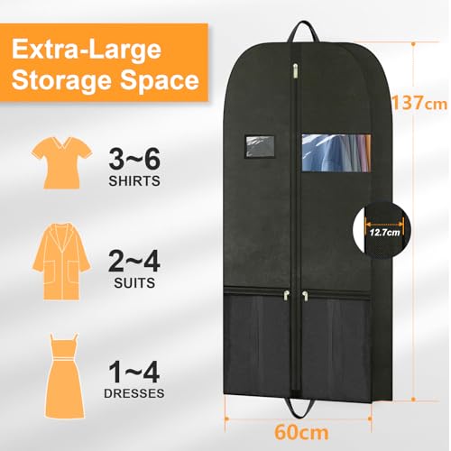 Travel Garment Suit Bag for Hanging Clothes 54", Suit bags for Closet Storage with Pockets Gusseted Garment bag for Men Suits Shirts Tuxedos Dresses Coats, Suit Cover Bags With Handles and Zipper - size: 54" 1PK