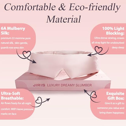 Silk Sleep Eye Mask for Side Sleeper Men Women, Eye Mask Sleeping 100% 22 Momme Pure Mulberry Silk for Night Sleep, Travel, Face-Hugging Padded Eye Cover for Sleeping with Adjustable Band-Pink - color: Pink