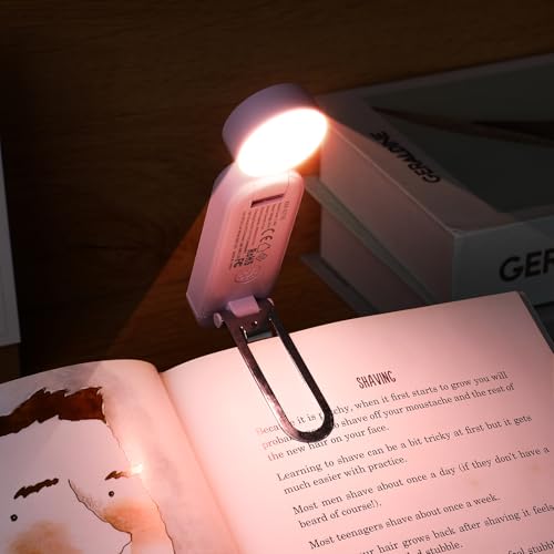 VAVOFO USB Rechargeable Book Light, Blue Light Blocking, Amber Light Clip On Bookmark Shaped Reading Light, Eye Care 6 LEDs Book Light for Bookworms Reading in Bed with 9 Lighting Modes (Pink Purple) - color: Pink Purple