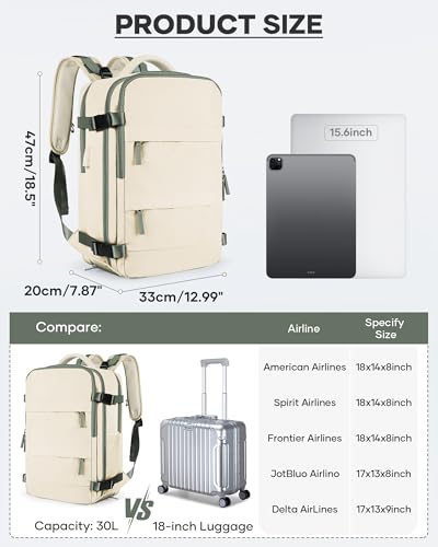 coofay Vacuum Backpack Travel with Pump Vacpack Travel Backpack with Vacuum System Compression Backpacks - color: A3-beige With Green, size: Large