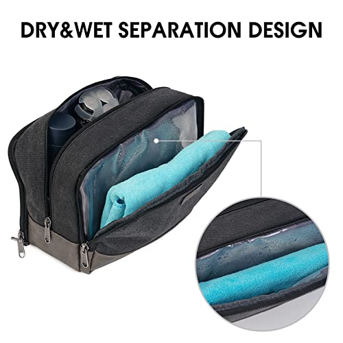 WANDF Travel Toiletry Bag for Men Large Toiletries Shaving Bag Water Resistant Hanging Dopp Kit Travel Accessories Bag for Women Men (Black) - color: Black