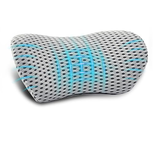 Lumbar Pillow, Memory Foam Lumbar Support Pillow for Office Chair and Car Seat, Ergonomic Streamline Back Pillow for Lower Back Pain Relief, Back Support Pillow for Sitting, Driving, Traveling - color: Light White