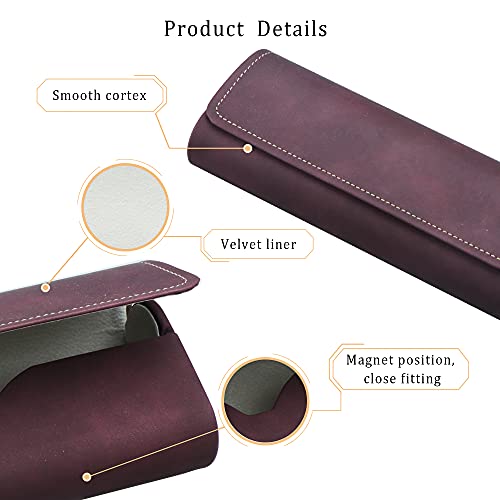 LifeArt Eyeglass Case Hard Shell, Portable Sunglass Case for Women and Men, fashionable PU Leather Eyeglass Case, Lightweight - color: Qhcx(dark Red)