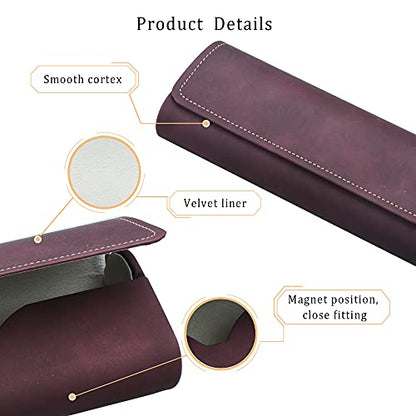 LifeArt Eyeglass Case Hard Shell, Portable Sunglass Case for Women and Men, fashionable PU Leather Eyeglass Case, Lightweight - color: Qhcx(dark Red)