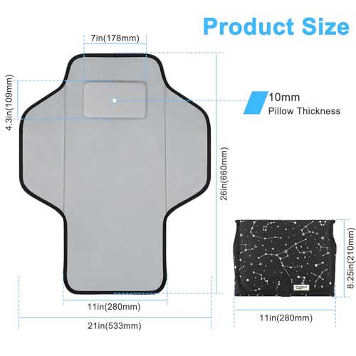 Portable Changing Pad Travel - Waterproof Compact Diaper Changing Mat with Built-in Pillow - Lightweight & Foldable Baby Diaper Changer - color: Black-Star