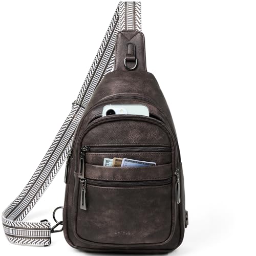 Leresas Sling Bag for Women Crossbody Fanny Pack Sling Purse Backpack Vegan Leather Travel Handbag Cross Over Shoulder Bag Gifts for Women Coffee - color: Coffee