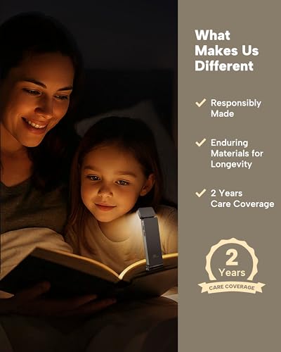 86lux Book Light, Rechargeable Clip-On LED Reading Light for Bed & Night Use - 3 Color Temperatures with Stepless Dimming, Ultralight Bookmark Design for Kids, Book Lovers, Grey - color: Gray