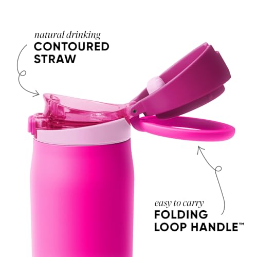 Simple Modern Mesa Loop Water Bottle with Covered Straw and Handle | 24oz Cup Holder Friendly Insulated Stainless Steel Bottles for Travel, Sports and School | Raspberry Vibes - color: -Raspberry Vibes, size: 24 Ounces